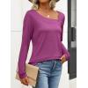 imageANRABESS Womens Long Sleeve Tops Asymmetrical Buttons Neck Tunic Shirts Dressy Casual Blouse 2025 Fall OutfitsFuchsia