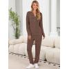 imageANRABESS Womens Lounge Set 2025 Fall 2 Piece Outfit Long Sleeve Pajamas Sets Henley Top ampamp Pants Loungewear ClothingBrown