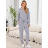 imageANRABESS Womens Lounge Set 2025 Fall 2 Piece Outfit Long Sleeve Pajamas Sets Henley Top ampamp Pants Loungewear ClothingGrey