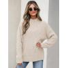 imageANRABESS Womens Mock Turtle Neck Sweaters Cable Knit Long Sleeve 2025 Fall Winter Tunic SweaterBeige