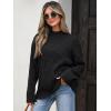 imageANRABESS Womens Mock Turtle Neck Sweaters Cable Knit Long Sleeve 2025 Fall Winter Tunic SweaterBlack