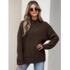 imageANRABESS Womens Mock Turtle Neck Sweaters Cable Knit Long Sleeve 2025 Fall Winter Tunic SweaterRed Brown