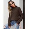 imageANRABESS Womens Mock Turtle Neck Sweaters Cable Knit Long Sleeve 2025 Fall Winter Tunic SweaterRed Brown