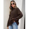 imageANRABESS Womens Mock Turtle Neck Sweaters Cable Knit Long Sleeve 2025 Fall Winter Tunic SweaterRed Brown