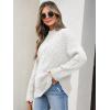 imageANRABESS Womens Mock Turtle Neck Sweaters Cable Knit Long Sleeve 2025 Fall Winter Tunic SweaterWhite