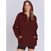 imageANRABESS Womens Oversized Hoodie Quarter Zip Sweatshirts 2025 Fall Winter Tunic Pullover Top Trendy Teen Girls Preppy ClothesBurgundy