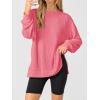 imageANRABESS Womens Oversized Long Sleeve Shirts Ribbed Knit Tunic Tops Side Spilt Casual 2025 Fall OutfitsCoral Pink