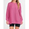 imageANRABESS Womens Oversized Long Sleeve Shirts Ribbed Knit Tunic Tops Side Spilt Casual 2025 Fall OutfitsHot Pink
