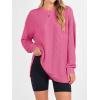 imageANRABESS Womens Oversized Long Sleeve Shirts Ribbed Knit Tunic Tops Side Spilt Casual 2025 Fall OutfitsHot Pink
