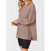 imageANRABESS Womens Oversized Long Sleeve Shirts Ribbed Knit Tunic Tops Side Spilt Casual 2025 Fall OutfitsKhaki