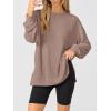 imageANRABESS Womens Oversized Long Sleeve Shirts Ribbed Knit Tunic Tops Side Spilt Casual 2025 Fall OutfitsKhaki