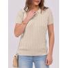 imageANRABESS Womens Short Sleeve Sweaters Tops Polo V Neck Button Cable Knit Pullover Business Shirts 2025 Summer Casual Outfits Apricot Large