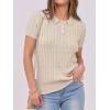 imageANRABESS Womens Short Sleeve Sweaters Tops Polo V Neck Button Cable Knit Pullover Business Shirts 2025 Summer Casual Outfits Apricot Large