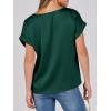 imageANRABESS Womens Summer Dressy Casual Short Sleeve Shirts Crewneck Satin 2025 Business Office Work Blouse TopsGreen