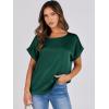 imageANRABESS Womens Summer Dressy Casual Short Sleeve Shirts Crewneck Satin 2025 Business Office Work Blouse TopsGreen