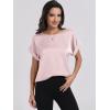 imageANRABESS Womens Summer Dressy Casual Short Sleeve Shirts Crewneck Satin 2025 Business Office Work Blouse TopsPink