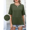 imageANRABESS Womens Tops Crewneck Half Sleeve Loose Fit T Shirts Solid Cute Flowy Shirts Summer Casual Tees 2025 Trendy OutfitsArmy Green