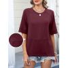 imageANRABESS Womens Tops Crewneck Half Sleeve Loose Fit T Shirts Solid Cute Flowy Shirts Summer Casual Tees 2025 Trendy OutfitsDeep Red