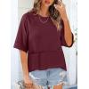 imageANRABESS Womens Tops Crewneck Half Sleeve Loose Fit T Shirts Solid Cute Flowy Shirts Summer Casual Tees 2025 Trendy OutfitsDeep Red