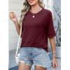imageANRABESS Womens Tops Crewneck Half Sleeve Loose Fit T Shirts Solid Cute Flowy Shirts Summer Casual Tees 2025 Trendy OutfitsDeep Red