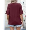 imageANRABESS Womens Tops Crewneck Half Sleeve Loose Fit T Shirts Solid Cute Flowy Shirts Summer Casual Tees 2025 Trendy OutfitsDeep Red