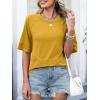 imageANRABESS Womens Tops Crewneck Half Sleeve Loose Fit T Shirts Solid Cute Flowy Shirts Summer Casual Tees 2025 Trendy OutfitsYellow