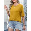 imageANRABESS Womens Tops Crewneck Half Sleeve Loose Fit T Shirts Solid Cute Flowy Shirts Summer Casual Tees 2025 Trendy OutfitsYellow