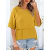 imageANRABESS Womens Tops Crewneck Half Sleeve Loose Fit T Shirts Solid Cute Flowy Shirts Summer Casual Tees 2025 Trendy OutfitsYellow