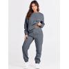 imageANRABESS Womens Two Piece Outfits Sweatsuit Lounge Set Long Sleeve Crewneck Sweatshirt Jogger Pants Tracksuit 2025 Fall SetsDark Grey