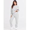 imageANRABESS Womens Two Piece Outfits Sweatsuit Lounge Set Long Sleeve Crewneck Sweatshirt Jogger Pants Tracksuit 2025 Fall SetsGrey