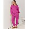 imageANRABESS Womens Two Piece Outfits Sweatsuit Lounge Set Long Sleeve Crewneck Sweatshirt Jogger Pants Tracksuit 2025 Fall SetsHot Pink