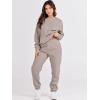 imageANRABESS Womens Two Piece Outfits Sweatsuit Lounge Set Long Sleeve Crewneck Sweatshirt Jogger Pants Tracksuit 2025 Fall SetsLight Khaki