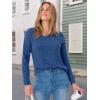 imageANRABESS Womens V Neck Ribbed Long Sleeve 2025 Fall Lightweight Soft Sweaters TopBlue