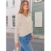 imageANRABESS Womens V Neck Ribbed Long Sleeve 2025 Fall Lightweight Soft Sweaters TopParchment