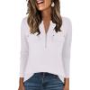 imageANRABESS Long Sleeve Shirts for Women Business Dressy Casual Tops V Neck Half Zipper Blouses 2025 Fall Fashion Work OutfitsWhite