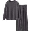 imageANRABESS Lounge Sets for Women Fuzzy Fleece Pajama Sets 2 Piece Outfits Cozy Sweater Matching Set 2025 Fall Winter LoungewearDeep Grey