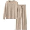 imageANRABESS Lounge Sets for Women Fuzzy Fleece Pajama Sets 2 Piece Outfits Cozy Sweater Matching Set 2025 Fall Winter LoungewearLight Khaki