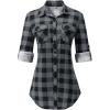 imageANRABESS Plaid Button Down Shirts for Women Long Sleeve Roll Up Checkered Blouse Tops 2025 Fall OutfitsBlack Plaid