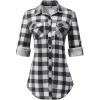 imageANRABESS Plaid Button Down Shirts for Women Long Sleeve Roll Up Checkered Blouse Tops 2025 Fall OutfitsBlackwhite Plaid