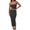 imageANRABESS Women 2 Piece Outfits Maxi Skirt Sets 2025 Summer Ribbed Knit Tube Crop Tops Sexy Bodycon Side Slit Going Out Dress Solid Black Medium