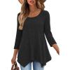 imageANRABESS Womens 34 Sleeve Flowy Tunic Tops Crew Neck Ribbed Loose Fit Side Slit Shirts Casual Blouses 2025 Fall ClothesBlack