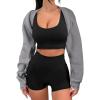 imageANRABESS Womens Cropped Sweatshirt Long Sleeve Bolero Cardigan Open Front Shrug Workout Thumb Hole Y2K Tops Preppy ClothesDeep Grey