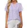 imageANRABESS Womens Dressy Chiffon Blouses V Neck Petal Short Sleeve Shirts 2025 Summer Casual Business Office Work TopsPink Purple Floral