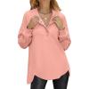 imageANRABESS Womens Long Sleeve Henley Tops Tunic Sweatshirt Loose Slit Casual Button Shirts Pullover 2025 Fall Winter OutfitsCoral Pink