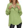 imageANRABESS Womens Long Sleeve Henley Tops Tunic Sweatshirt Loose Slit Casual Button Shirts Pullover 2025 Fall Winter OutfitsGreen