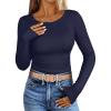 imageANRABESS Womens Long Sleeve Shirts Crewneck Curved Hem Rib Knit Slim Fit Basic Y2K Tops 2025 Fall Outfits Casual Work TeesNavy Blue