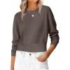 imageANRABESS Womens Long Sleeve Sweaters Cropped Crew Neck Business Casual Light Weight Sweater Tops Fall Fashion Clothes 2025Coffee