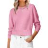 imageANRABESS Womens Long Sleeve Sweaters Cropped Crew Neck Business Casual Light Weight Sweater Tops Fall Fashion Clothes 2025Coral Pink