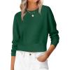 imageANRABESS Womens Long Sleeve Sweaters Cropped Crew Neck Business Casual Light Weight Sweater Tops Fall Fashion Clothes 2025Forest Deep Green