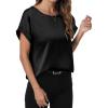 imageANRABESS Womens Summer Dressy Casual Short Sleeve Shirts Crewneck Satin 2025 Business Office Work Blouse TopsBlack
